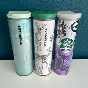 Starbucks Halloween and Christmas Holiday Special Edition Tumblers Plastic Cups